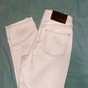 Cream Cargos with Brown Stitching